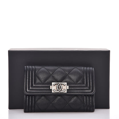 Chanel Calfskin Quilted Boy Card Holder Wallet Black 9 of 9