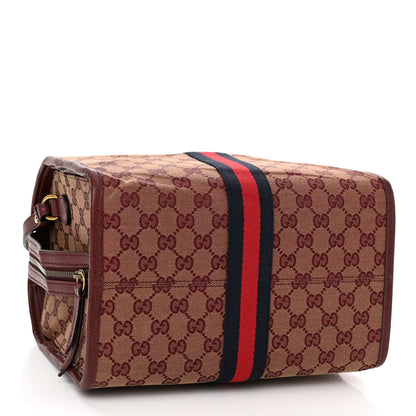 Gucci Monogram Textured Dollar Calfskin Web Mini Ophidia Duffle Bag Sahara Rubino Chardonnay 4 of 10