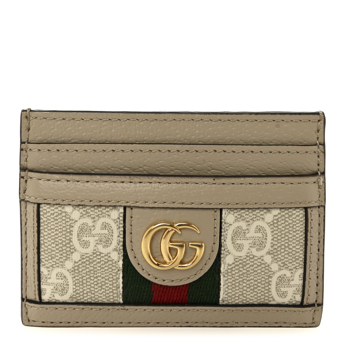 Dollar Calfskin GG Supreme Monogram GG Marmont Card Case Beige Mystic White Oatmeal