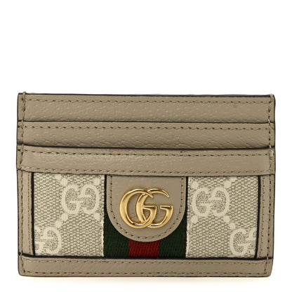 Gucci Dollar Calfskin GG Supreme Monogram GG Marmont Card Case Beige Mystic White Oatmeal 1 of 7