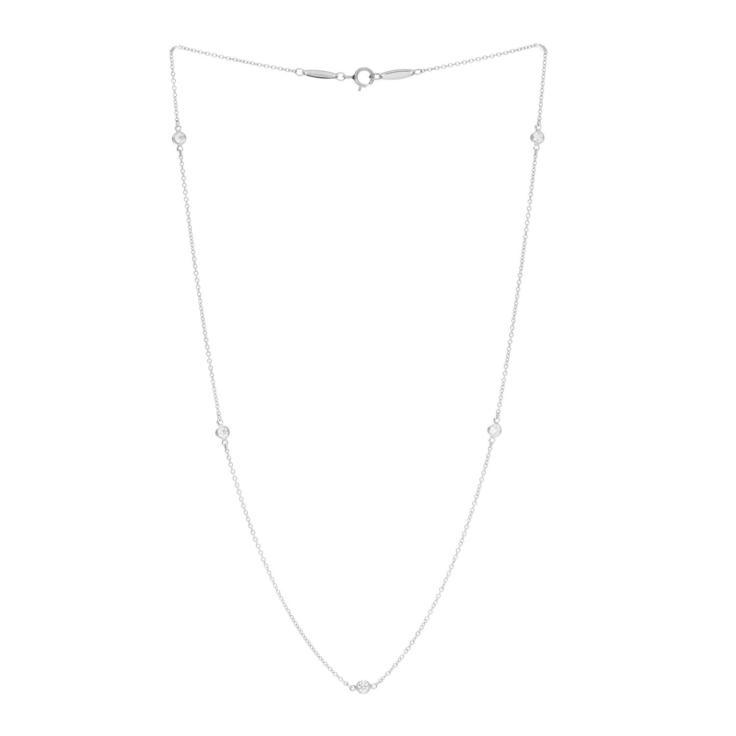 Tiffany Platinum Diamond .30ctw Elsa Peretti Diamonds by the Yard 5 Station Necklace 3 of 4