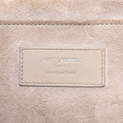 Saint Laurent Calfskin Crocodile Embossed Baby Monogram Cabas Gris Perle 6 of 16