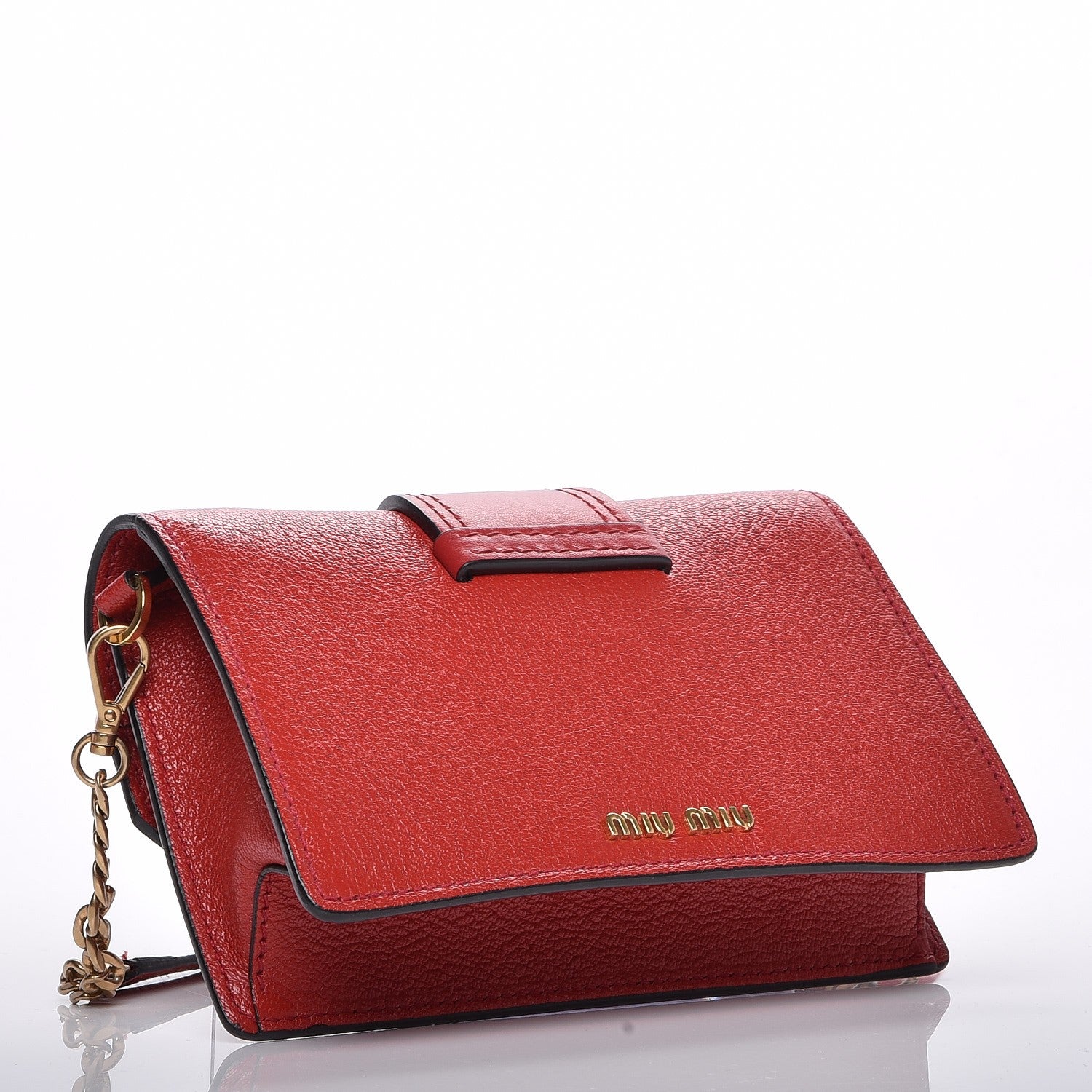 Miu Miu Goatskin Madras Soft Calf Crystal Pearl Embellished Shoulder Bag Fuoco 4 of 8