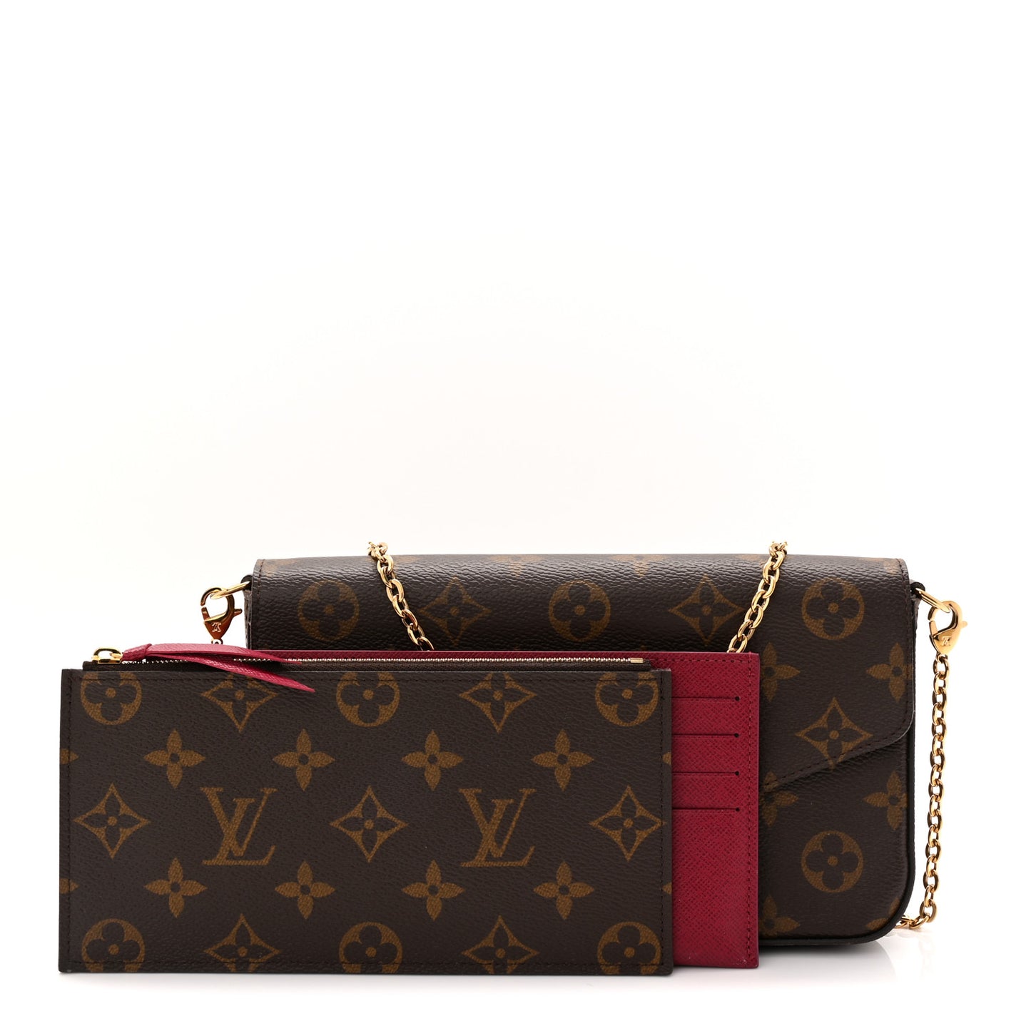 Monogram Pochette Felicie Chain Wallet Fuchsia