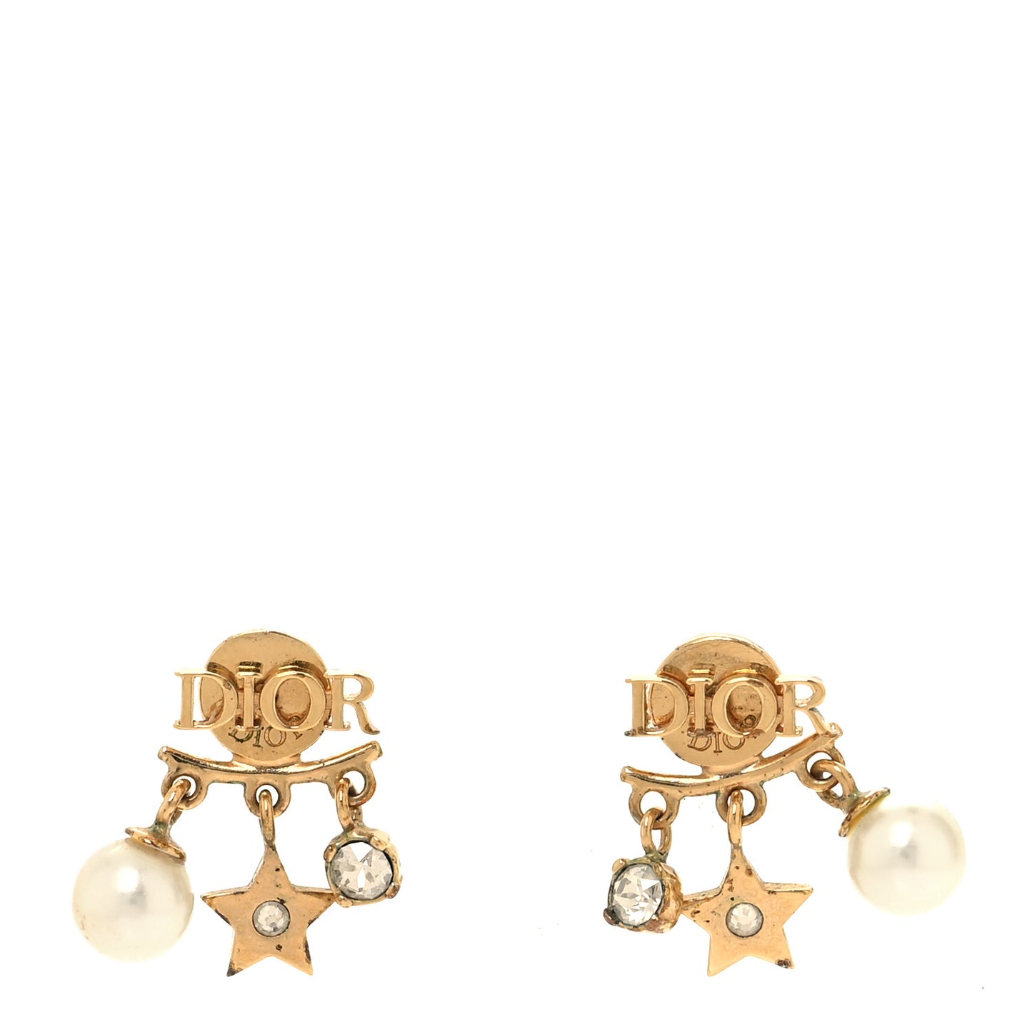 Pearl Crystal Dio(r)evolution Star Earrings Gold