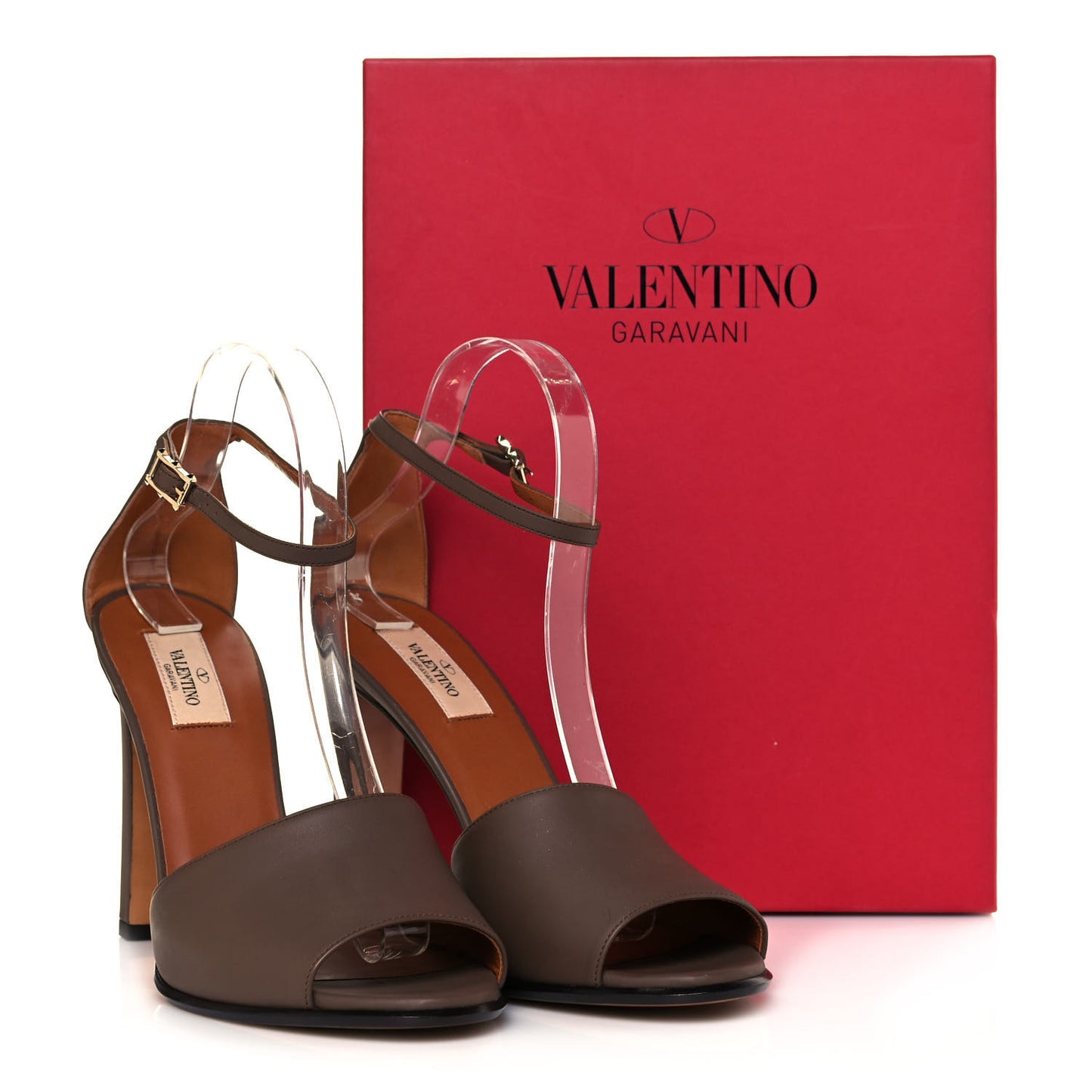 Calfskin Ankle Strap Sandals 41 Brown