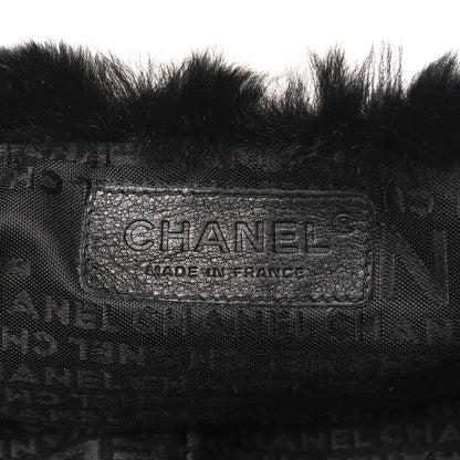 Chanel Orylag Rabbit Fur Triple Chain Single Flap Black 6 of 11