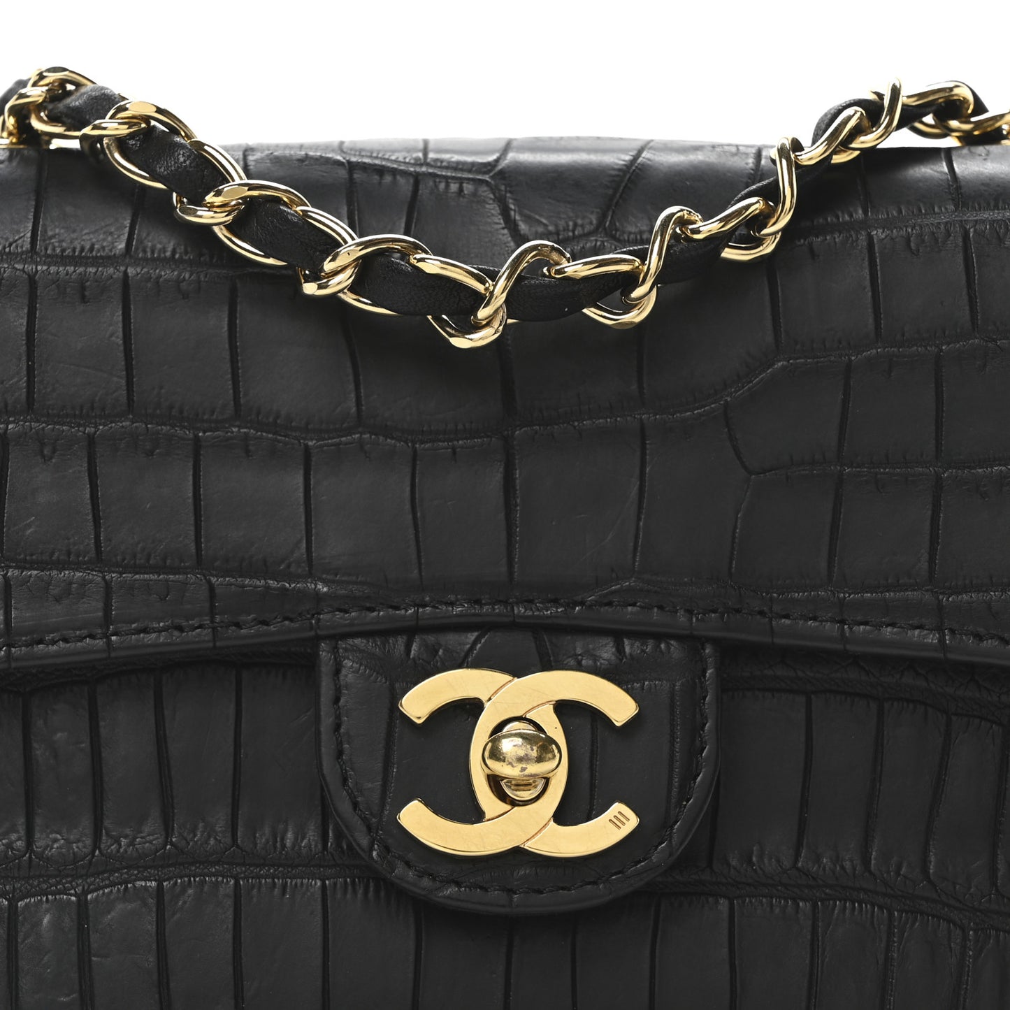 Matte Alligator Mini Square Flap Black