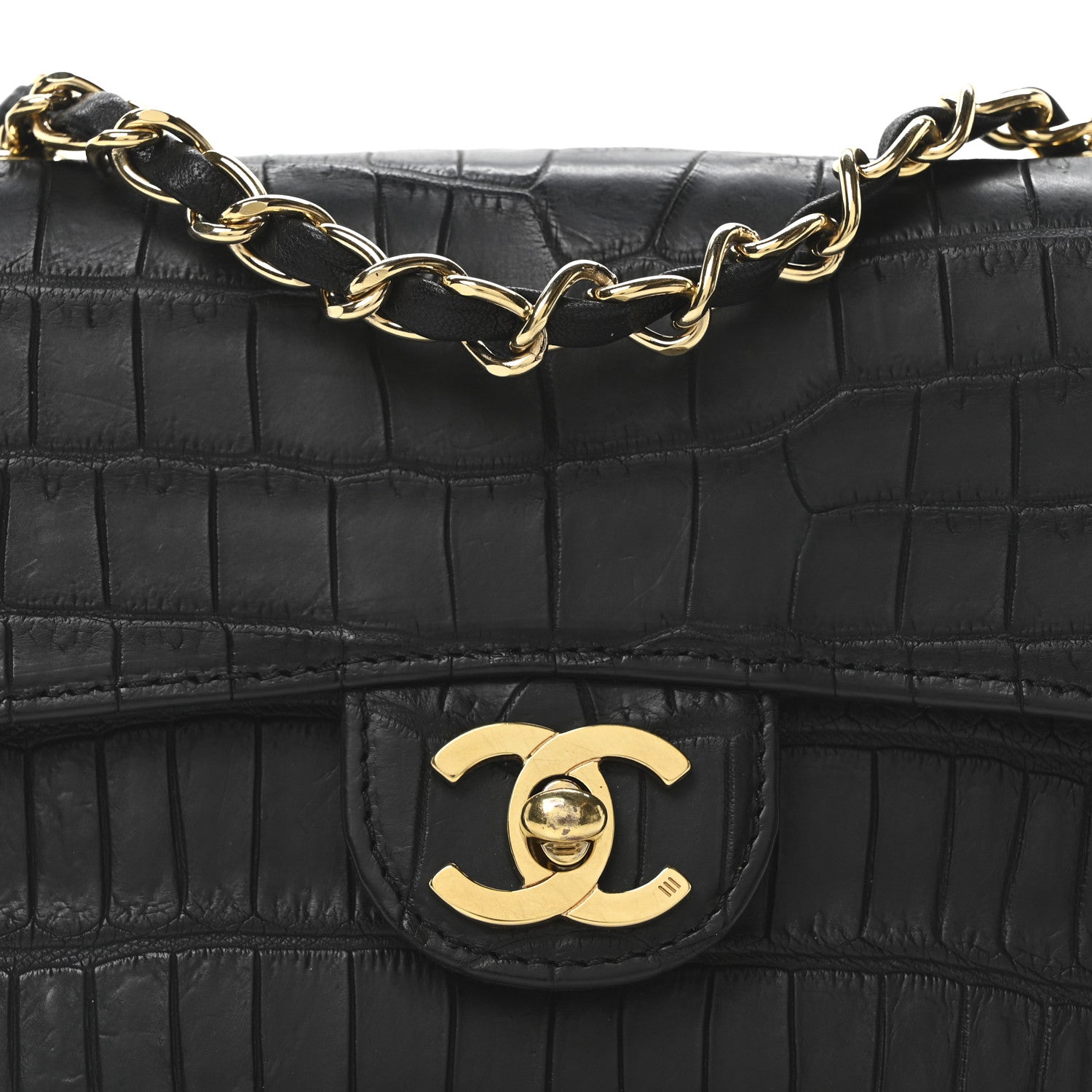 Chanel Matte Alligator Mini Square Flap Black 8 of 10