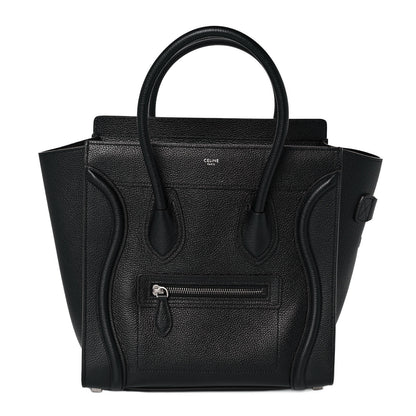 Celine Drummed Calfskin Micro Luggage Black 1 of 8