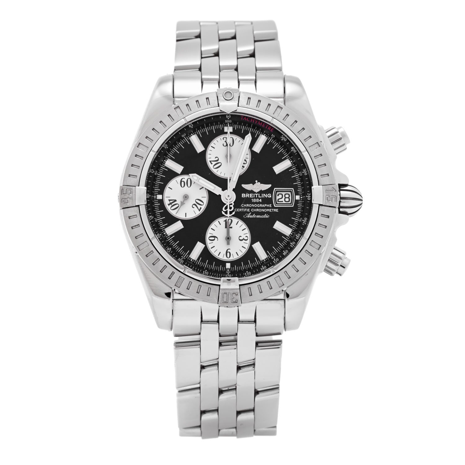 Breitling Stainless Steel 44mm Chronomat Evolution Automatic Chronograph Watch Black A13356 1 of 5