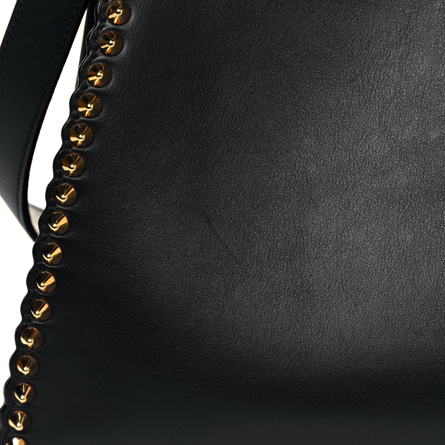 Fendi Vitello Seta Shiny Nappa Scalloped Studded Medium Peekaboo Iconic Satchel Black 15 of 17