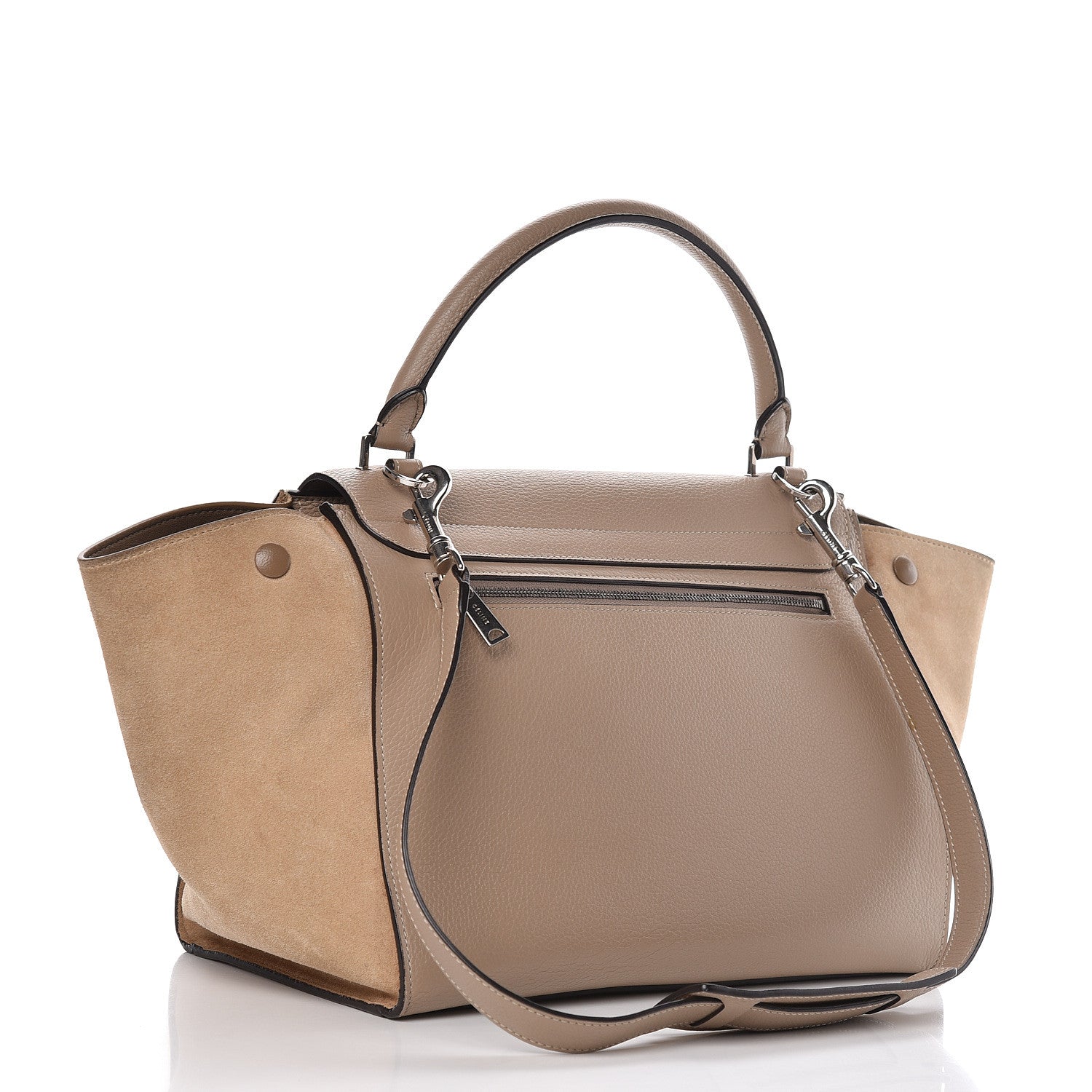 Celine Drummed Calfskin Suede Small Trapeze Dune 3 of 13