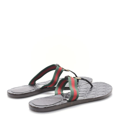 Gucci Nylon Guccissima Web Womens Thong Sandals 37.5 Green Red Black 8 of 21