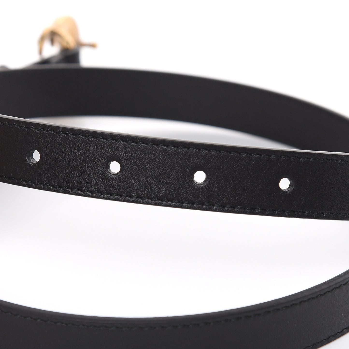 Moon Calfskin Pearl Double G 20mm Belt 80 32 Black Cream