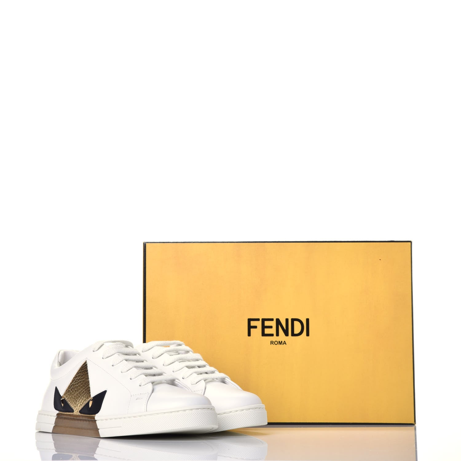 Fendi Calfskin Bugs Low Top Sneakers 35 White 10 of 10