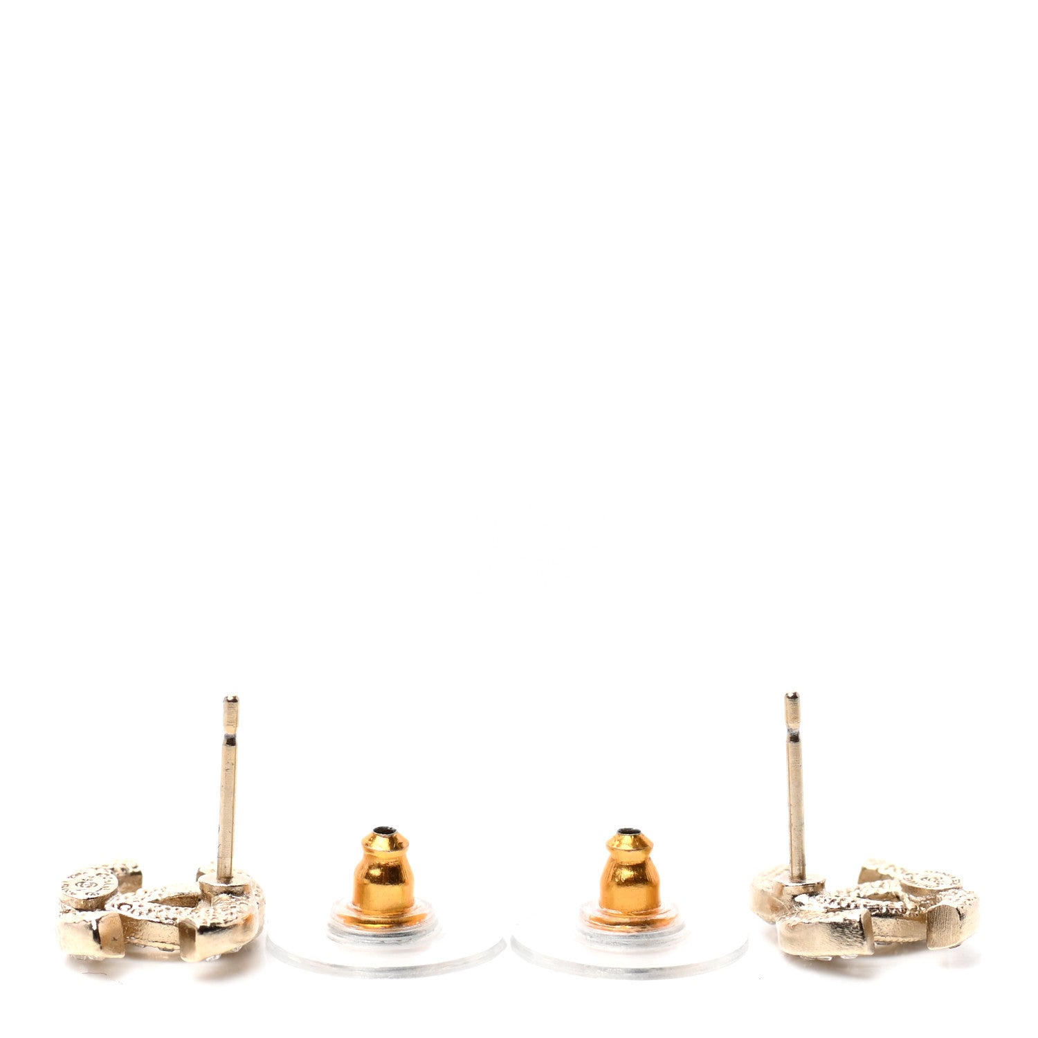 Chanel Crystal CC Earrings Light Gold 3 of 4