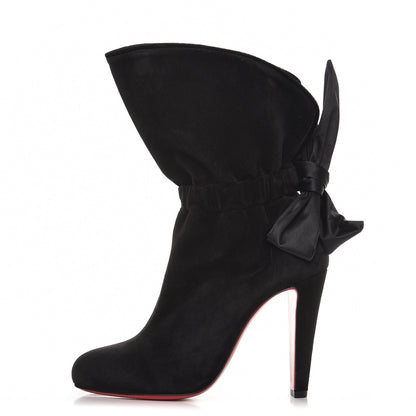 Christian Louboutin Suede Crepe Satin Velvet Kristofa 100 Booties 39 Black 1 of 7