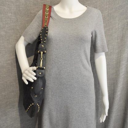 Gucci Monogram Studded Shoulder Bag Black 3 of 10