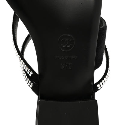 Chanel Suede Calfskin Strass Star Sandals 37 Black 7 of 11