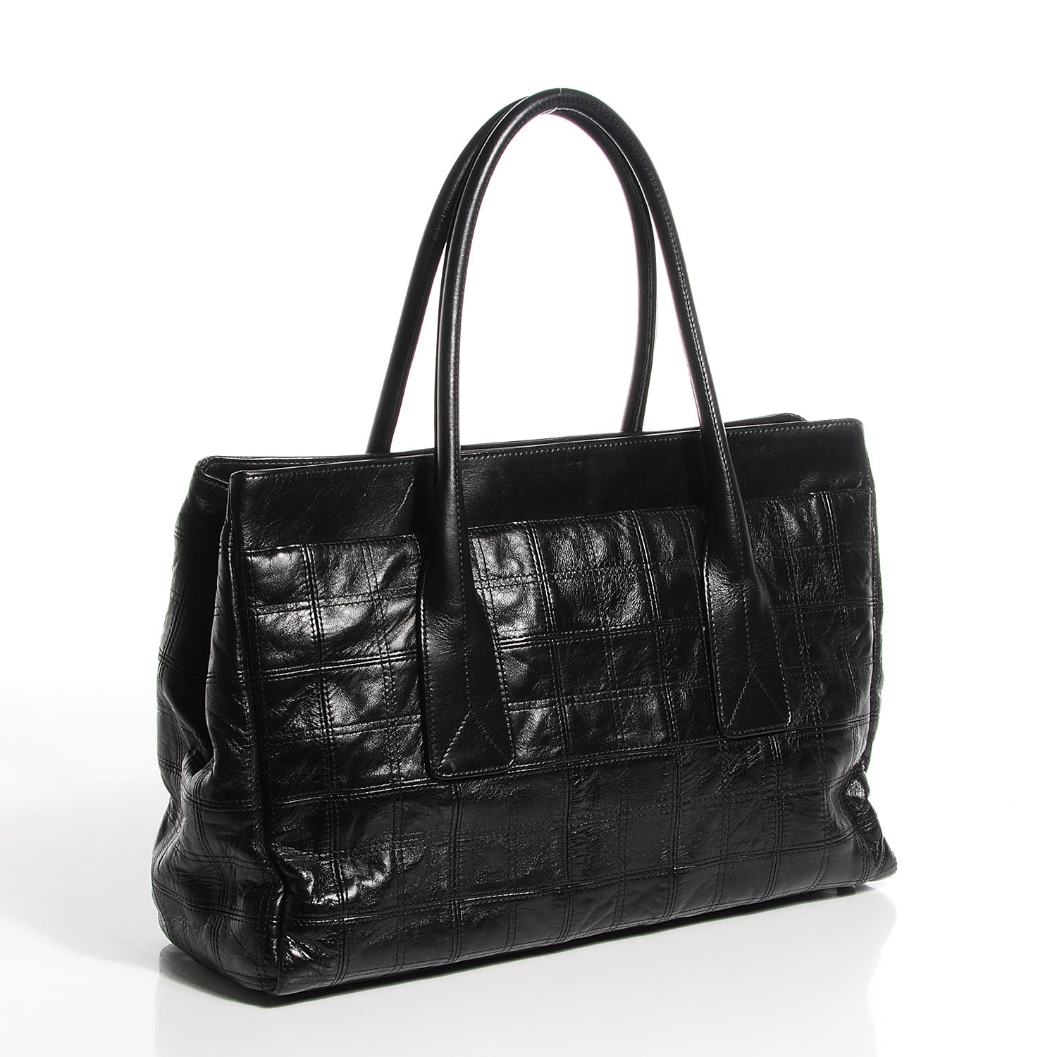 Chanel Lambskin Square Stitched Lax Shopping Tote Black 3 of 7