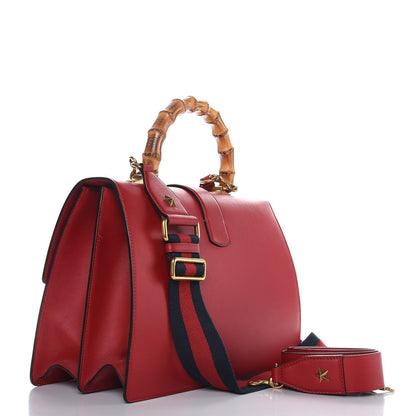 Gucci Moon Calfskin Web Large Dionysus Bamboo Top Handle Bag Hibiscus Red 4 of 11