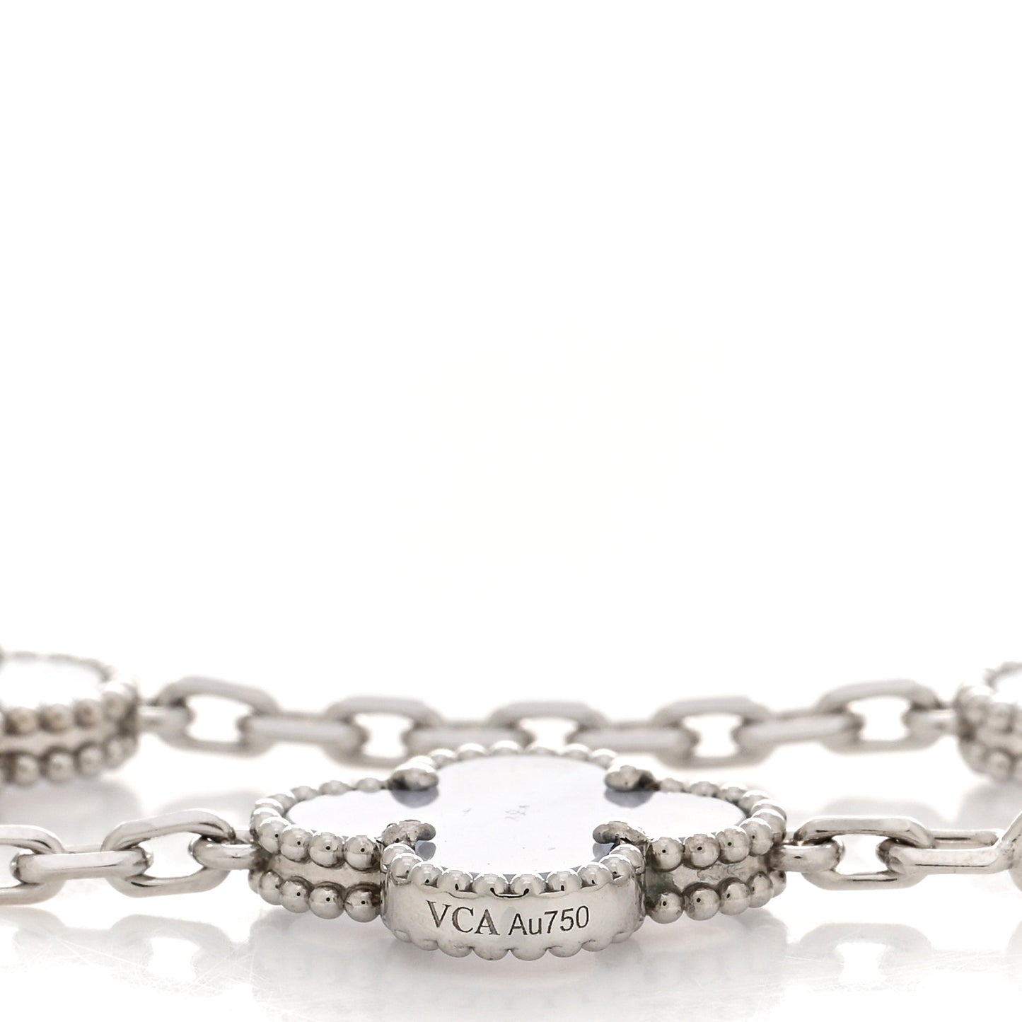 18K White Gold Chalcedony 5 Motifs Vintage Alhambra Bracelet
