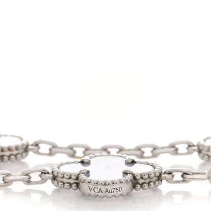 Van Cleef & Arpels 18K White Gold Chalcedony 5 Motifs Vintage Alhambra Bracelet 3 of 4