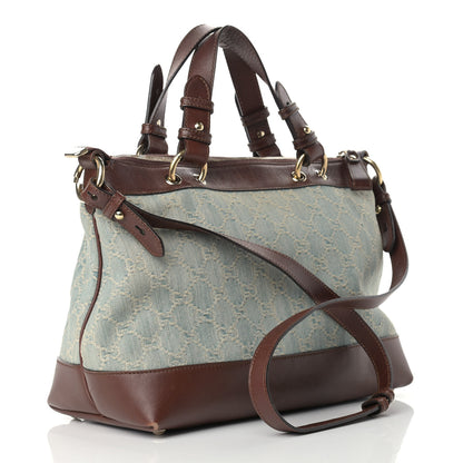 Gucci Denim Monogram Valentine Top Handle Bag 3 of 22