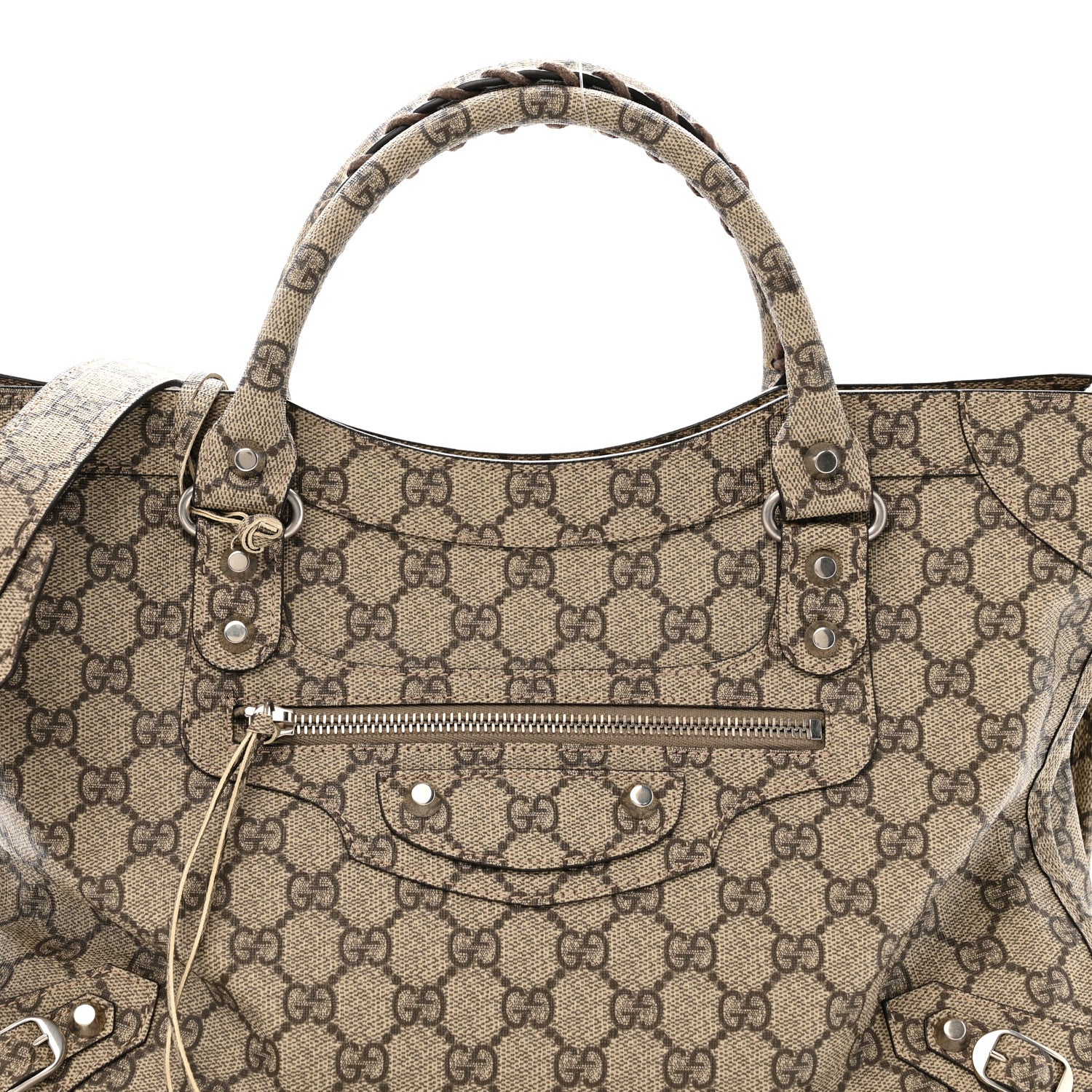 Balenciaga X GUCCI GG Supreme Monogram Neo Classic Silver Hardware City Beige Ebony 8 of 12