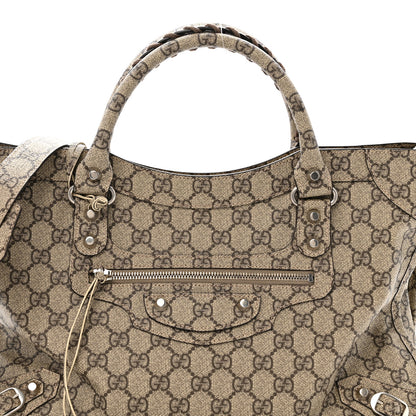 Balenciaga X GUCCI GG Supreme Monogram Neo Classic Silver Hardware City Beige Ebony 8 of 12