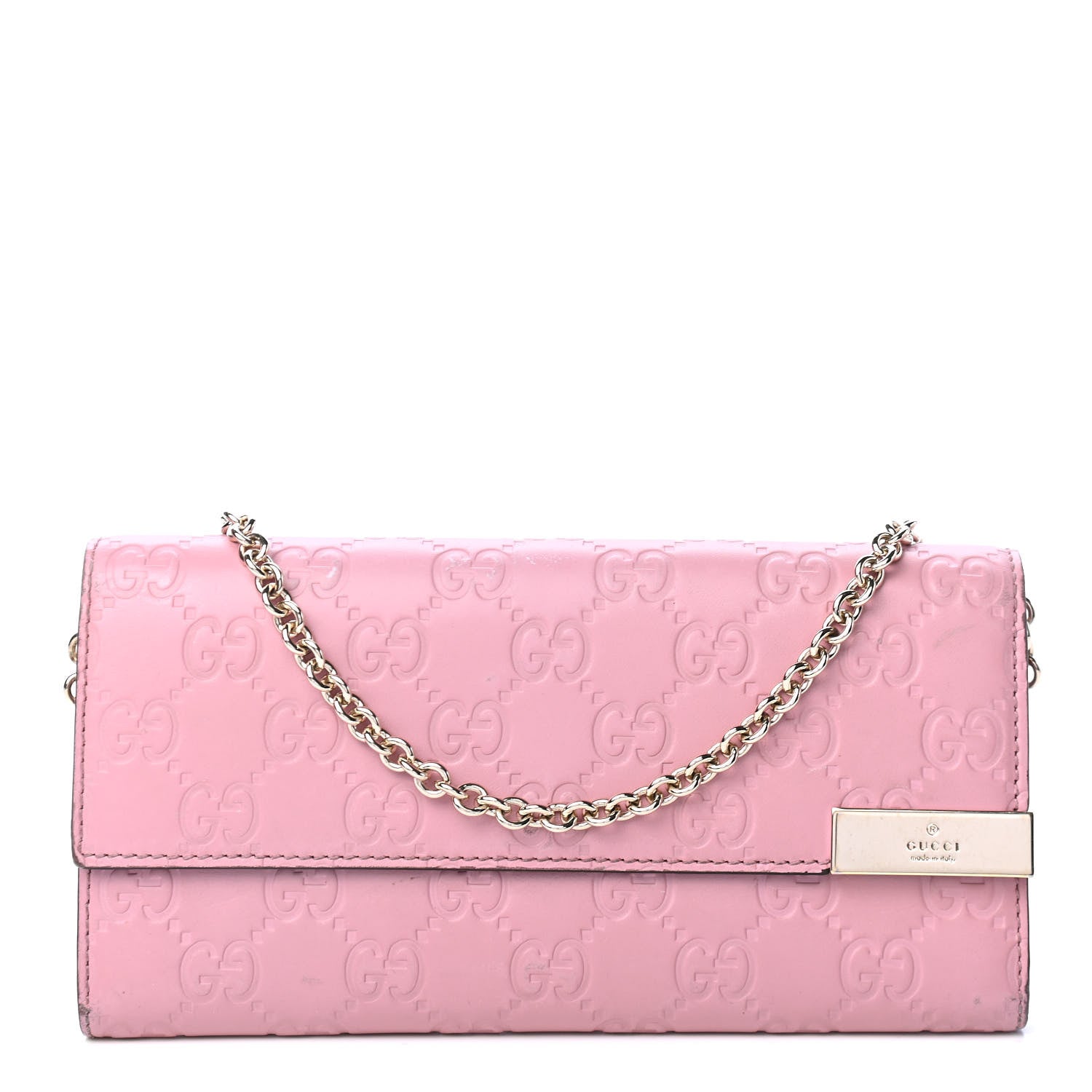 Gucci Guccissima Signature Dice Chain Wallet Carmine Rose 1 of 6