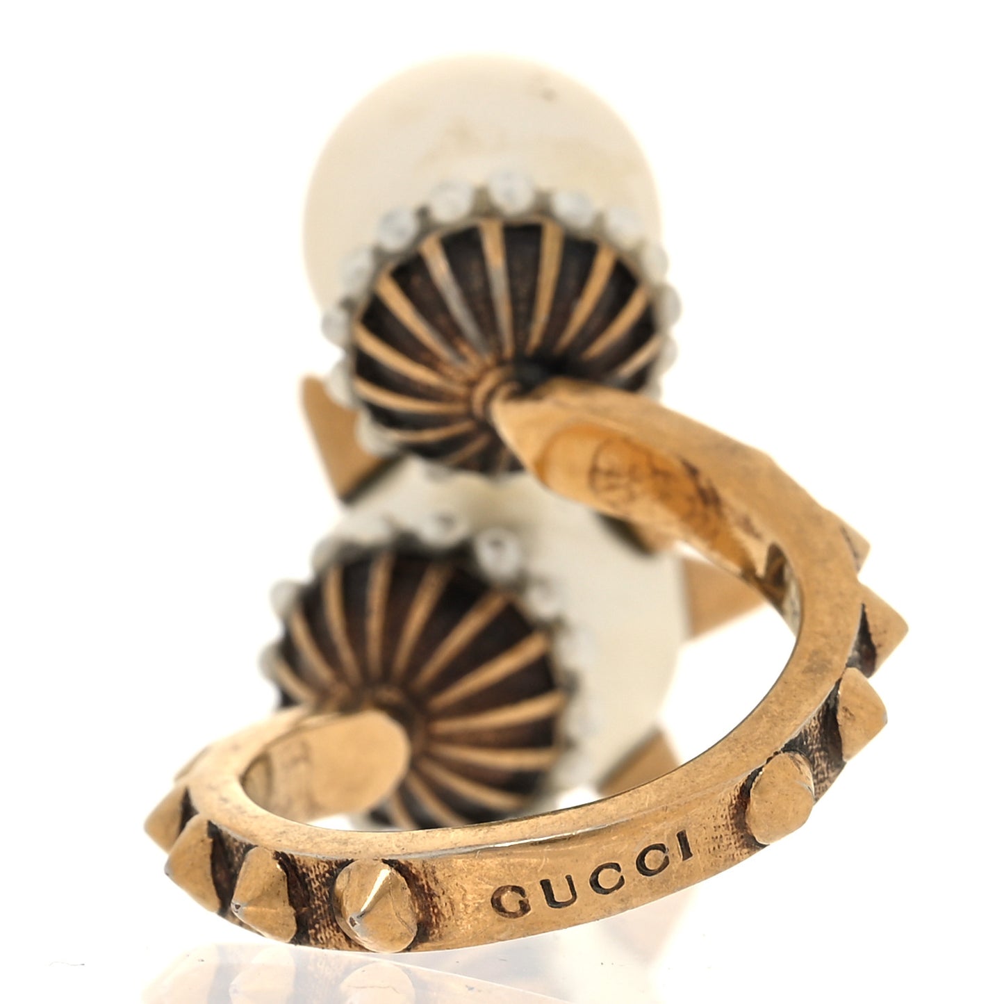 Metal Pearl Spike Studded Wrap Ring 10 Aged Gold