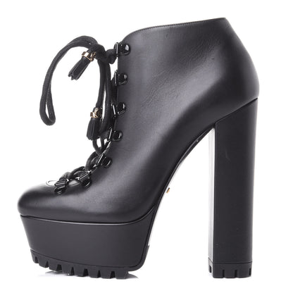 Gucci Calfskin Combat Platform Ankle Boots 38.5 Black 1 of 11