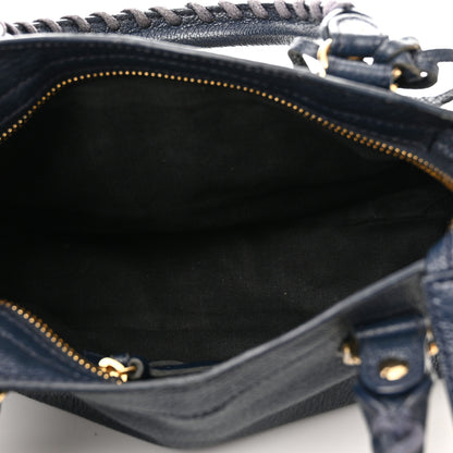 Balenciaga Chevre Gold Metallic Edge Hardware Mini City Bleu Nuit Dark Sea 5 of 11