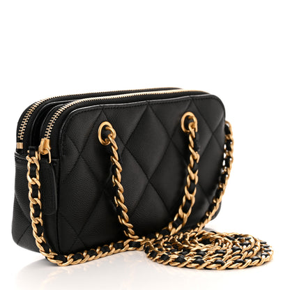 Chanel Caviar Quilted Top Handle Phone Holder With Chain Black 3 of 14
