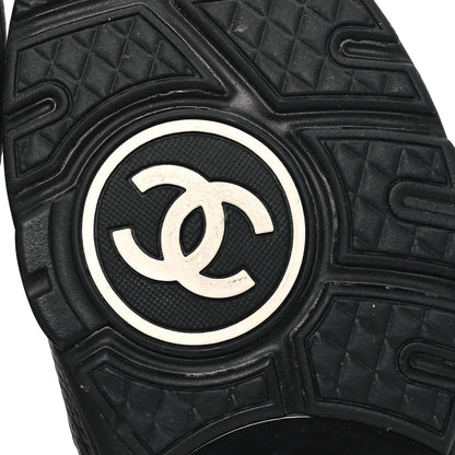 Chanel Mesh Suede Grained Calfskin Womens CC Sneakers 39 Black White 7 of 9