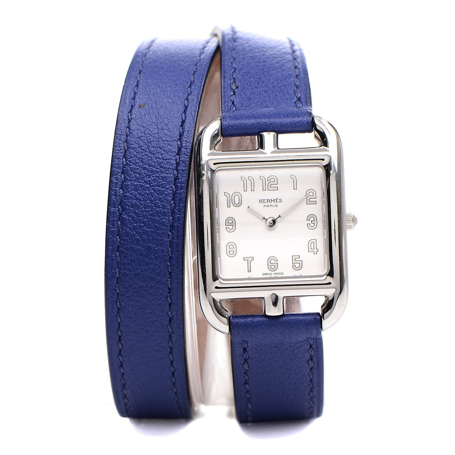 Hermes Stainless Steel Swift 23mm Cape Cod Double Tour Quartz Watch Bleu Electrique 1 of 8