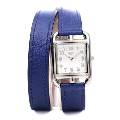 Hermes Stainless Steel Swift 23mm Cape Cod Double Tour Quartz Watch Bleu Electrique 1 of 8