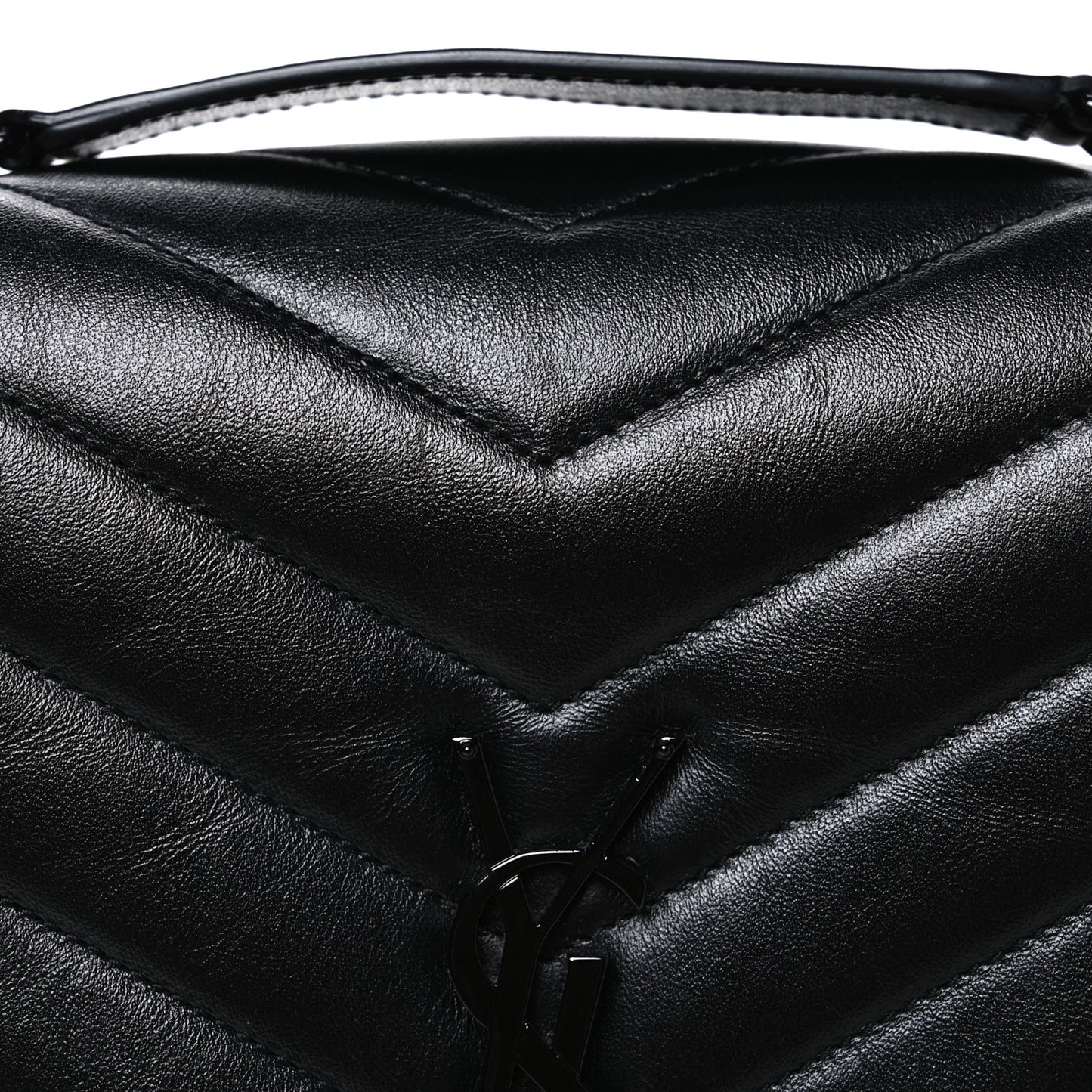 Calfskin Y Quilted Monogram Monochrome Medium Loulou Chain Satchel Black Black