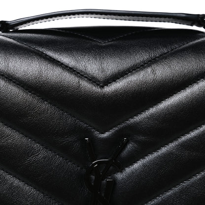 Saint Laurent Calfskin Y Quilted Monogram Monochrome Medium Loulou Chain Satchel Black Black 8 of 10