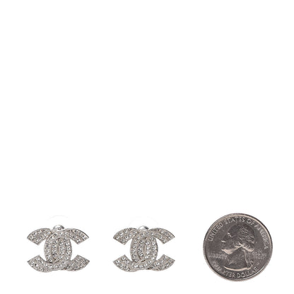 Chanel Crystal CC Earrings Silver 2 of 5