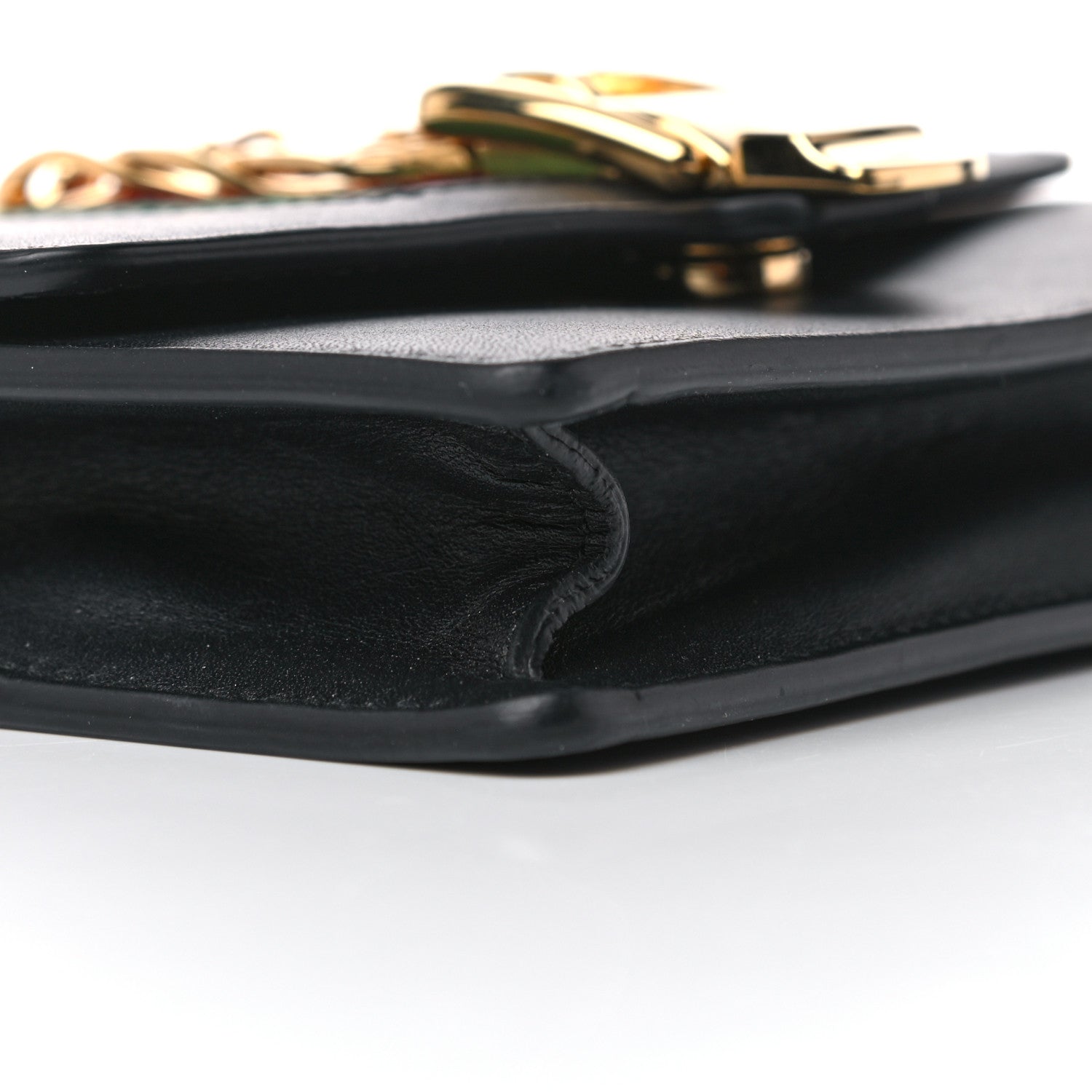 Gucci Calfskin Super Mini Sylvie Chain Shoulder Bag Black 7 of 9