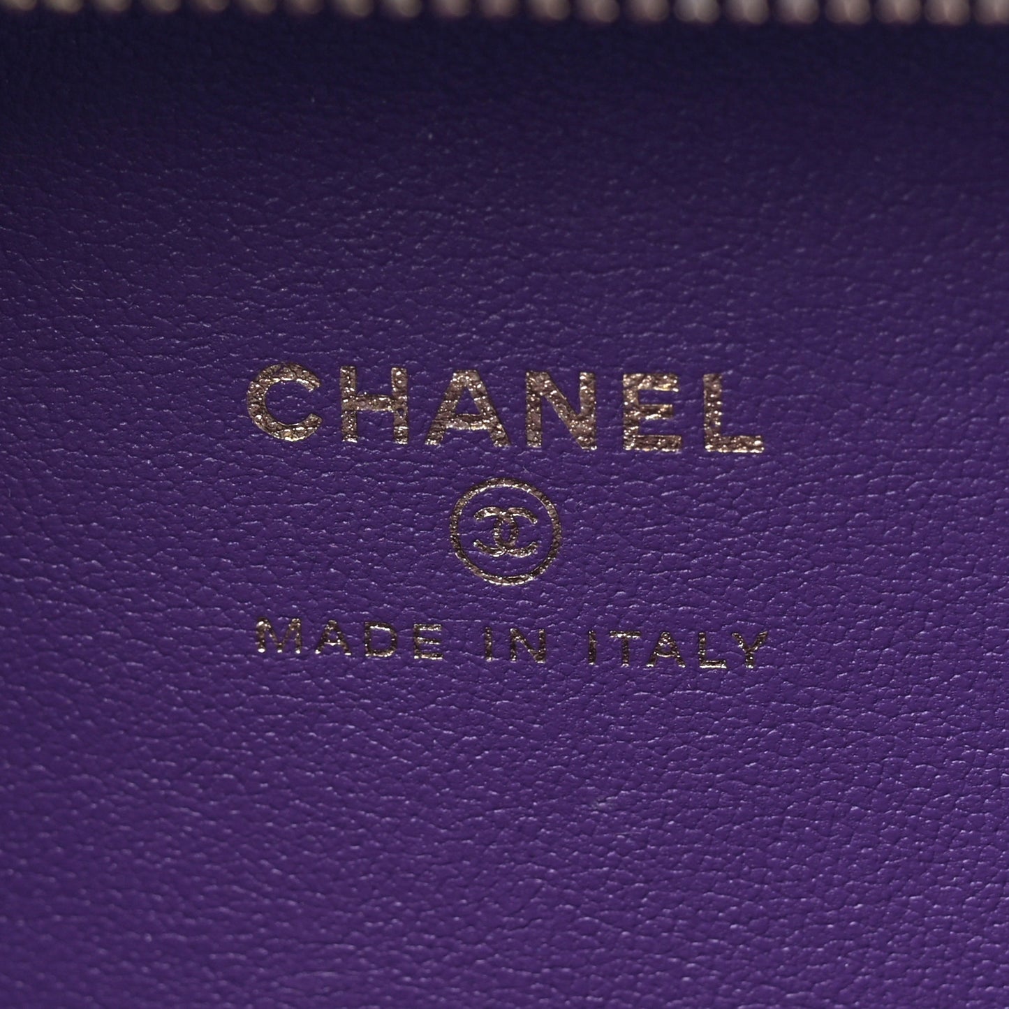 Lambskin Quilted Top Handle Mini Vanity Case Purple