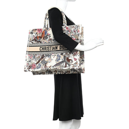 Christian Dior Canvas Embroidered Large Jardin D'Hiver Book Tote Latte Multicolor 2 of 12