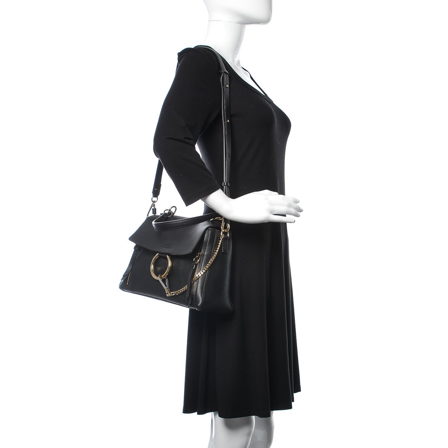 Calfskin Small Faye Day Shoulder Bag Black