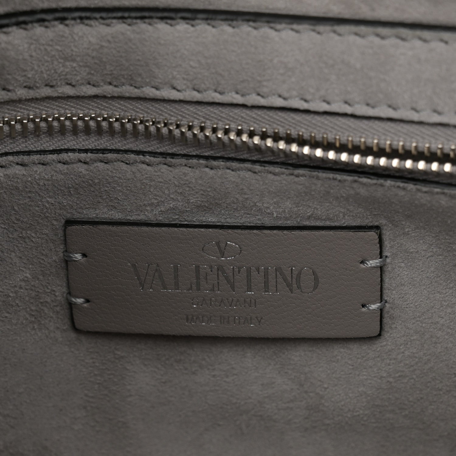 Valentino Garavani Crystal Suede Enamel Medium Roman Stud Shoulder Bag Silver 6 of 10