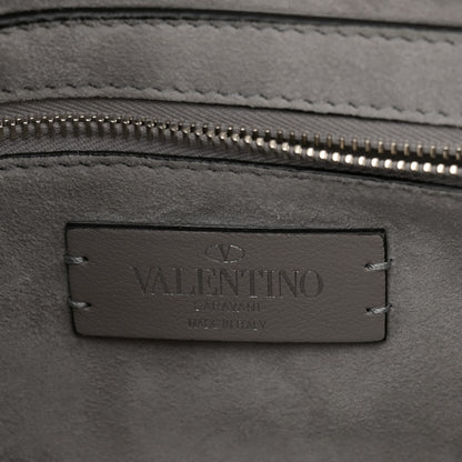 Valentino Garavani Crystal Suede Enamel Medium Roman Stud Shoulder Bag Silver 6 of 10