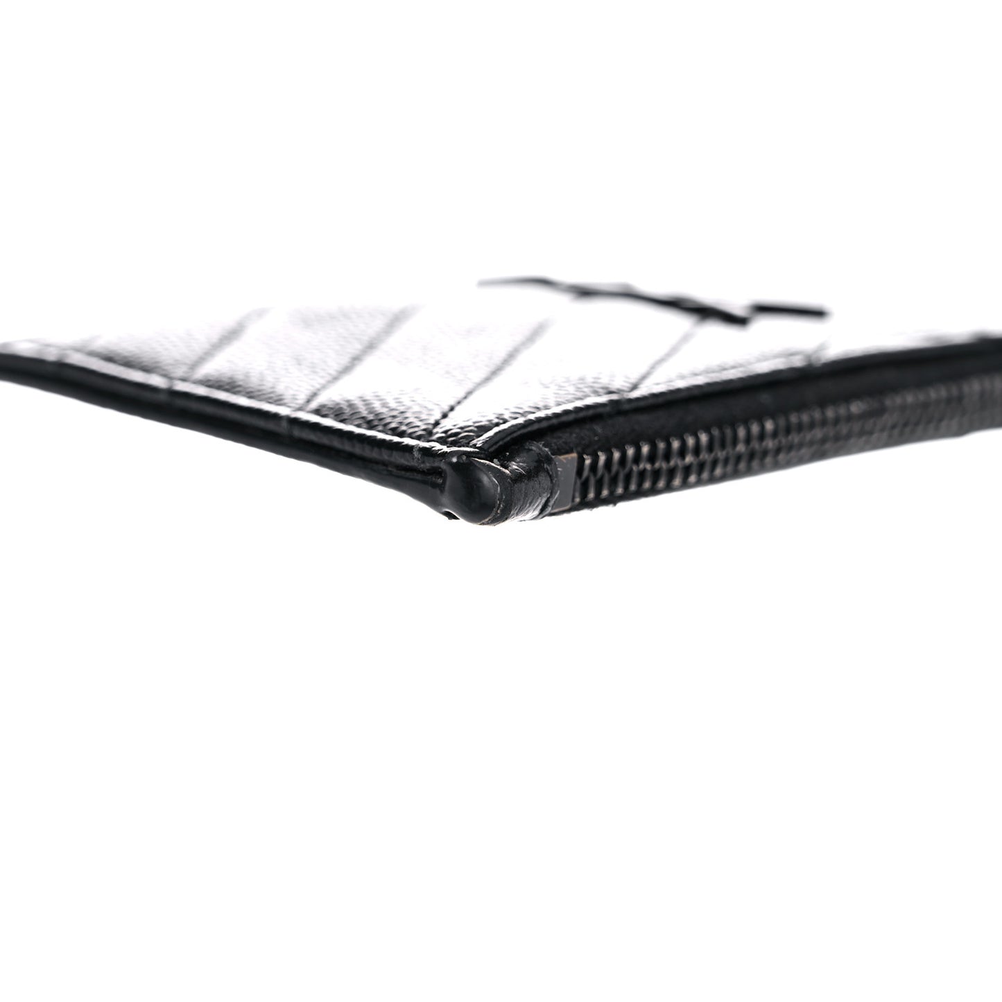 Grain De Poudre Matelasse Chevron Monogram Fragments Zippered Card Case Black