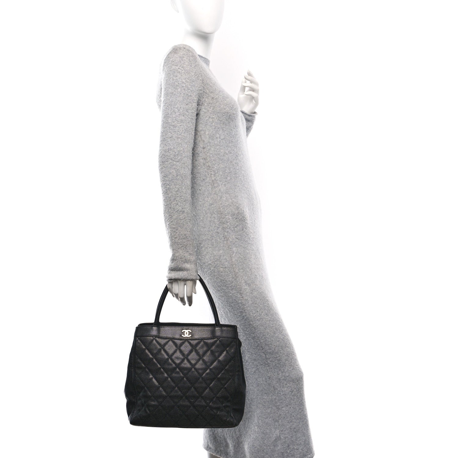 Chanel Caviar Quilted CC Shopping Tote Black 2 of 10